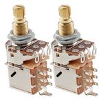 Musiclily Pro Brass Full Metric Size A500K Push/Pull Guitar Potentiometer Split Shaft Control Pots Audio Taper for Electric Guitar Bass(Set of 2)