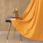 Urban Space Aari Collection Weaved Sheer Curtains for Window 5 feet Long, 40-50% Light Filtering Curtains with Eyelets and TieBack, Set of 2 Decorative Curtains for Living Room (Yellow, 5 feet)