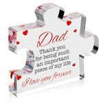 VELENTI Dad Birthday Gift - Engraved Acrylic Block Puzzle Birthday Gifts for Dad 3.35 x 2.76 inch - Cool Fathers Day Presents from Daughter, Son, Mom - Heartwarming Men Birthday Gift, Ideas