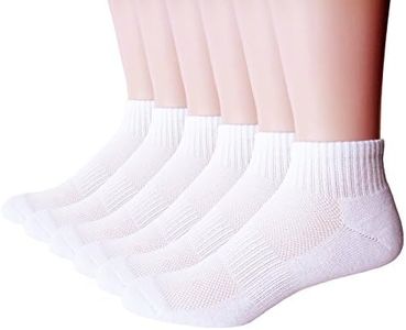 Women's Anti-Blister Moisture Wicking Athletic Workout Ankle Quarter Cushion Cotton Socks for Hiking Cycling Running Walking White 6 Pairs