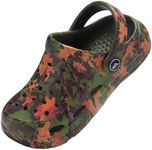 Ballaza Kids Classic Garden Clogs | Camo Graphic Unisex EVA Mules for Boys Girls Closed Toe Water Shoes with Arch Support Camo Maple Leaf Little Kid 13