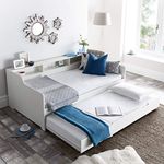 Guest Bed and Trundle, Happy Beds Tyler White Wooden Storage Daybed - 3ft Single (90 x 190 cm) Frame Only