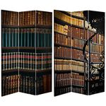 Oriental Furniture Can-Book 6' Tall Two Sided Library Canvas Room Divider