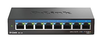 D-Link DMS-108 8-Port 2.5G Multi-Gigabit Unmanaged Desktop Switch with eight 2.5 Gigabit Ports, Fanless, Low Profile, Compact, Metal Housing, QoS, Plug and Play