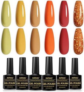 INPING Smalto Semipermante Per Unghie Arancione Giallo, 6 Colori Autunnale Raccolta Festival Set Di Smalti UV Gel, Verde Giallo Arancione Glitter Gel Halloween/Thanksgiving 8ML