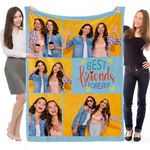 MATONGO Personalized Gifts for Best Friend, Custom Best Friend Blanket for Women with Picture Text, Personalized Throw Blanket, Christmas Graduation Birthday Gifts for Women BFF Besties