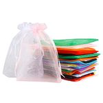 DoGeek 60 Medium Organza Gift Bags Jewelry Pouches Sheer Drawstring Pouches, Mesh Candy Favour Bag for Wedding Party Festival Game (10 x 15CM, Multicolor)