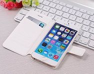 Slim PU Leather Wallet Flip Case Cover plug-in card Stand function (iPhone 7, White)