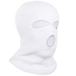 TRIXES Balaclava for Men - 3 Hole Balaclava - Thermal Mask - Warm Winter Mask - Neck Warmer - Ski Mask Balaclava - Bally Mask - Bike Accessories -One Size - Color White