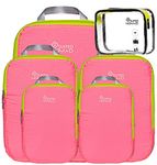 SuitedNomad Compression Packing Cubes Set,Ultralight Travel Organizer Bags (Pink Rose, 6Piece)