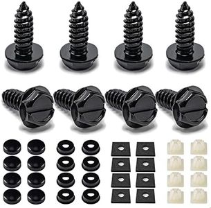 Hoewina License Plate Screw Kit, 8 Sets Stainless Anti Theft License Plate Screws, Anti-Rattle & Rust-Proof Bolts for Securing License Plates Frames or Covers on Cars, Trucks, SUVs (Black)