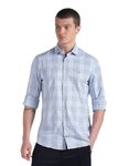 Tommy Hilfiger Blue Cotton Checks Spread Collar Full Sleeve Slim Fit Men Shirt (F23HMWT063) Size-46