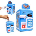 KITI KITS Fingerprint Sensing Money Safe Bank with Double Protected Password & Fingerprint Sensor Toy (Blue)