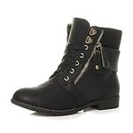 AJVANI low heel lace up knitted cuff zip combat ankle boots size 5 38