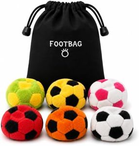Klysuron 6 Pack Soft Plush Footbags, Plastic Pellet Filled Kick Sacks, 6cm/2.36in Mini Soccer Foot Bags for Kids Adults, Juggling Practice, Coordination Training, Indoor Outdoor Games, Party Favors