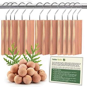 Cedar Hyde Cedar Blocks for Clothes Storage | Cedar Hang Ups & Cedar Balls | Clothes Protection & Deodorizer | 22 Pieces, 12 Cedar Hang Ups & Bonus 10 Cedar Balls | U.S.A Seller