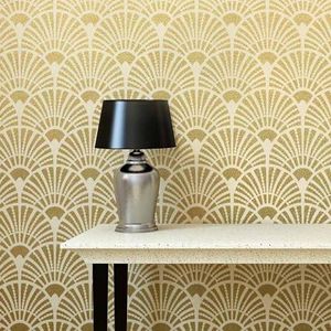 Deco Fans Allover Wall Stencil - Trendy Stencils for DIY Home Decor - by Cutting Edge Stencils …