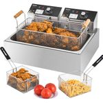 Deep Fryer with Basket Stainless Steel Countertop Electric Fryer for Home and Commercial Use, Oil Fryer with Temperature Control and Double Overheat Protection (12L PRO)