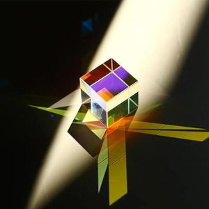 HDCRYSTALGIFTS Mini K9 Crystal Glass Prism Cube,Optical Glass RGB Dispersion Prism X-Cube for Physics Teaching Art Decor Photography Props,15 * 15 * 15mm