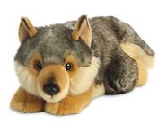 AURORA, 26264, MiYoni Wolf Lying, 11In, Soft Toy,for ages 0+, Brown and Grey