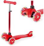 Best Choice Products Kids Mini Kick Scooter Toy w/ Light-Up Wheels, Height Adjustable T-Bar, Foot Break - Red