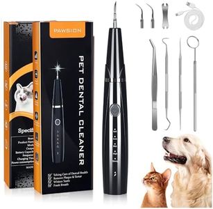 PAWSION Ultrasonic Dog Plaque and Tartar Remover, Teeth Cleaning Kit for Pets, Rechargeable Dental Scraper for Pets, 5 Modes with 3 Cleaning Heads, with LED Light