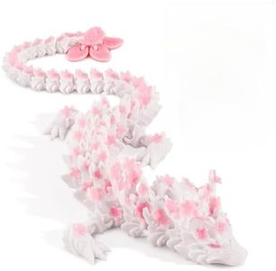 3D Printed Cherry Blossom Crystal Dragon Articulated Movable Model 12 Inch Decorative Fantasy Dragon for Display and Gift