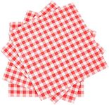 MIXIDON Paper Napkins 3-ply 80PCS 5x5 Inch Beverage Gingham Disposable Paper Serviettes Dinner Napkins Red