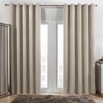 Dreamscene Eyelet Blackout Curtains Natural, Decorative Blackout Curtains for Bedroom Living Room Soft Modern Thermal Lined Blackout Curtains, 66x72”