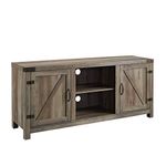 Walker Edison Georgetown Modern Farmhouse Double Barn Door TV Stand for TVs up to 65 Inches, 58 Inch, Grey