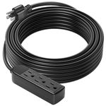 VIVOSUN 25 Ft Extension Cord, 3-Outlet Power Cord for Indoor and Outdoor Use, UL Listed, Durable and Long-Lasting, 1800W Surge Protector, 15A 14 AWG, Great for Garden, Lawn, Home and Office, Black