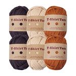 YIJU Knitting Yarn Set 6Pcs T-shirt Yarn Elastic Crocheting Projects Chunky Yarn Spaghetti Yarn for Bags Throw Blanket Crochet Carpets Home Decor, Set A