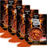 SPICENTICE Hot Phaal Curry Powder Recipe Kit - 4 Pack (Serves 16) - 100% Natural Hand Blended Spice with Naga Ghost Chilli Pepper – Restaurant Style - Made in UK