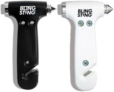 BLINGSTING Glammer Safety Hammer - Emergency Automotive Escape Hammer Tool, Seat Belt Cutter & Car Window Break Tool - White & Black, 2 Count