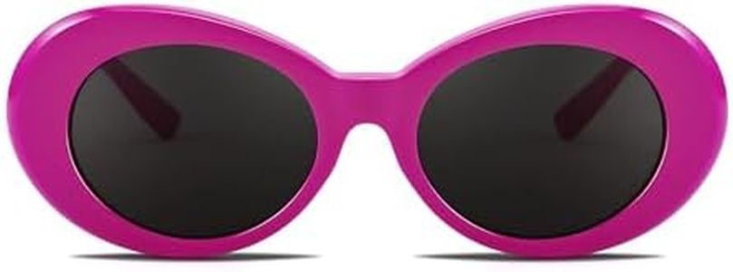 FEISEDY Sunglasses White Oval Clout Goggles for Women Men Retro Round Trendy Rimmed Clueless Costume Frame B2253