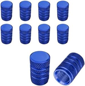 Ziciner 10 PCS Car Tire Valve Stem Caps, Aluminum Tire Air Cap Set, Dust Proof & Corrosion Resistant Stem Covers, Universal Car Accessories for SUV Bike Bicycle Truck Motorcycle (Blue)