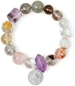 ANNIE WU Multi-Gemstone Healing Crystal Bracelet with Black Gold Super Seven, Natural Mixed Energy Stones Stretch Bracelet for Women, Love & Abundance Jewelry Gift