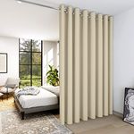 Deconovo Privacy Room Divider Curtain Thermal Insulated Blackout Curtains Screen Partition Room Darkening Panel for Apartment, Studio, 180W x 96L Inch, 1 Panel Beige