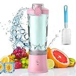 Supkitdin Portable Blender 20 Oz Personal Blender for Smoothies, Fruit Juice, Milk Shakes Rechargeable 6 Sharp Blades for Travel Gym Office & Sports Pink