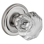 Dynasty Hardware Classic Rosette, Crystal Style Door Knob, Passage Hall/Closet Function, Satin Nickel