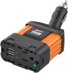 Ampeak 150W Car Power Inverter 4.8A Dual USB Ports AC Outlet Car Adapter Cordless Car Inverter 12V DC to 110V AC Car Adapter for Plug Outlet