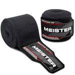 Meister Junior 108" Semi-Elastic Hand Wraps for MMA & Boxing (Pair) - Black