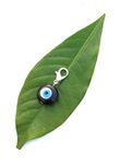 Evil Eye Clip On Charm, Gold Evil Eye Pendant, Keyring, Protect, Pet Collar, Bag Charm, Zipper Pull, Necklace, Bracelet, Women’s, Birthday Dog tag, Handmade Charm Black Round Beads