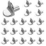 Shelf Support Pegs 20Pcs 5mm L Shape Metal Shelf Pegs for Kitchen Cabinet Bookcase Closet Wardrobe Cupboard Wood Glass Shelves Supports, Nickel Plated Shelf Bracket Pegs Pins