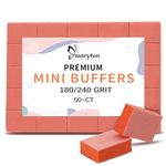 Maryton Mini Nail Buffer Blocks - 180/240 Grit Professional Salon Orange Buffers - Buff Nails Prior to Application of Gel Polish, Acrylic, 50 Count