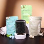 Goodmelts Halo Wax Melting Starter Kit - Ceramic Aroma Diffuser with 1 Warmer & 3 Scented Soy Melts (180+ Hours Scent Time) - Safe, Smoke-Free, Natural Fragrance for Home (Midnight, Versatile)