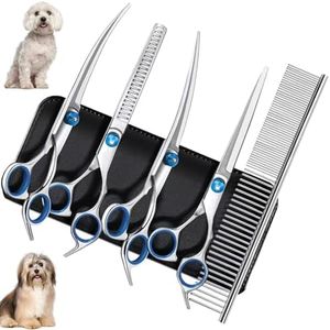 Gentpovth Ciseaux Toilettage Chien Professionnel, Kit Ciseaux de Toilettage pour Chat Animaux, ciseaux à effiler pour animaux de compagnie, pour Couper les Poils, Cheveux Salon Bricolage