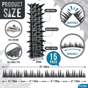 Fly-Bye Anti Bird Spikes, 6m Deterrent Strip for Outdoor Use