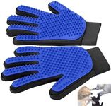 Cat Dog Grooming Glove, for Dog, Cat, Horse, Pet Brush Glove, Massage Tool with Enhanced Five Finger Design,for Dog,Cat,Rabbit,Horse with Long/Short Fur, (1 Pair) (Blue)