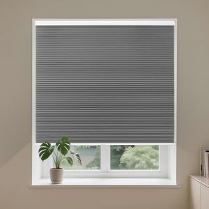 Allesin Cordless Blackout Cellular Shades, Honeycomb Blinds for Windows, Thermal Insulated & Noise Dampening, Room Darkening Window Coverings for Bedroom & Nursery, Gray, 46" W x 64" H
